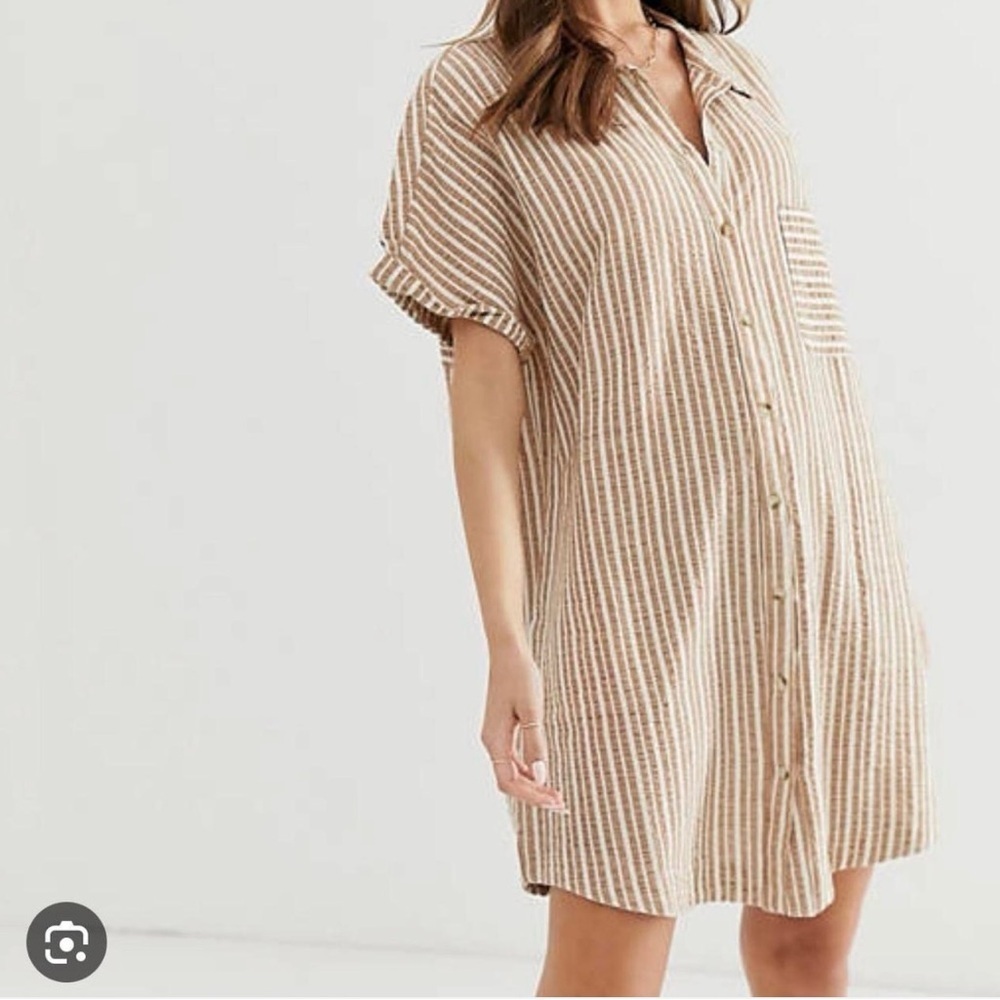 NWT Rhythm Livin Stripe Pocket Shirt Seaside Dress Collar Cotton Australia Beach